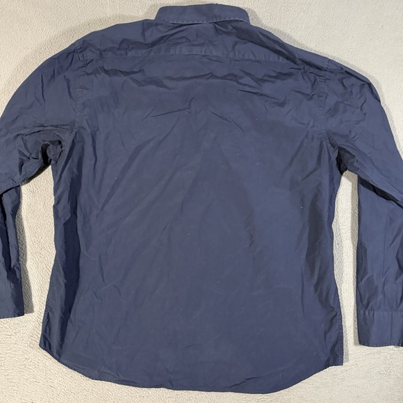 Untickit Men's 2XL Navy Blue Stretch Cotton Long Sleeve Dress Shirt Casual - Picture 3 of 6